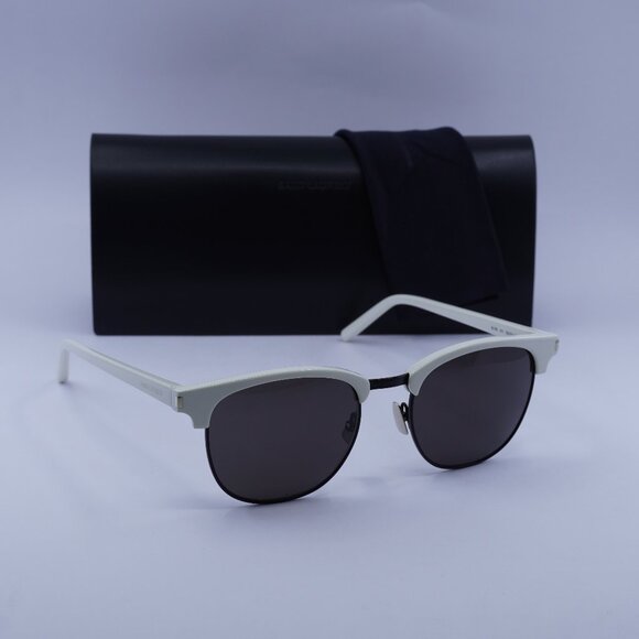 Saint Laurent SL108 011 Browline Sunglasses - Ivory/Black - Picture 1 of 11
